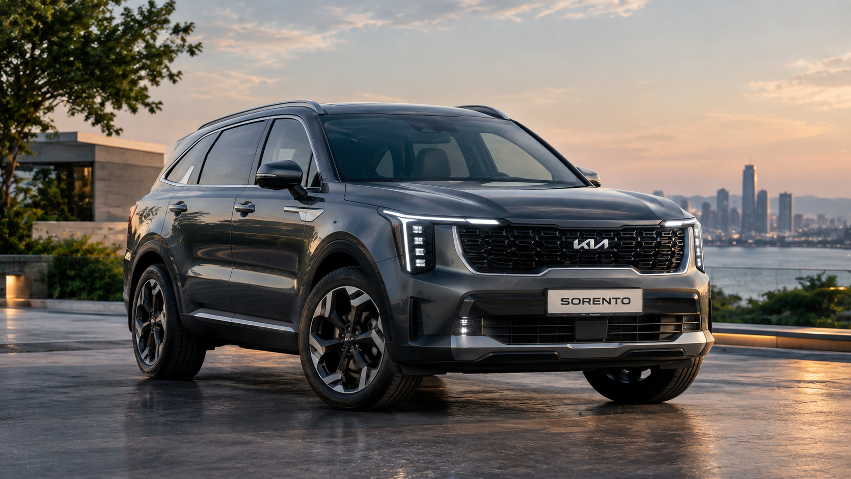 Kia Sorento premium SUV front three-quarter exterior view